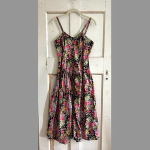Vintage 80s Floral Cotton Summer Dress
